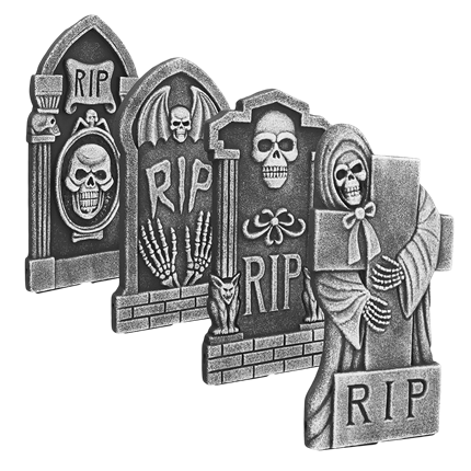 Lot de 4 Pierres Tombales RIP 41 x 20 cm – Décoration Halloween