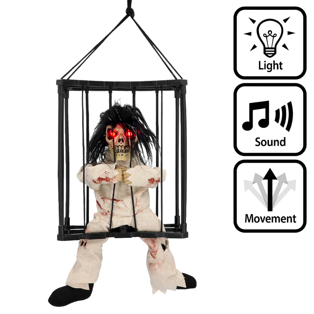 Fantôme Prisonnier Animé à Suspendre 28 x 23 x 9,5 cm – Décoration Halloween