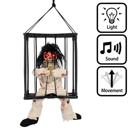 Fantôme Prisonnier Animé à Suspendre 28 x 23 x 9,5 cm – Décoration Halloween