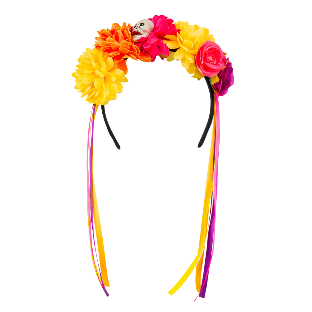 Serre-Tête Fleurs et Têtes de Mort Dia de los Muertos – Jour des Morts