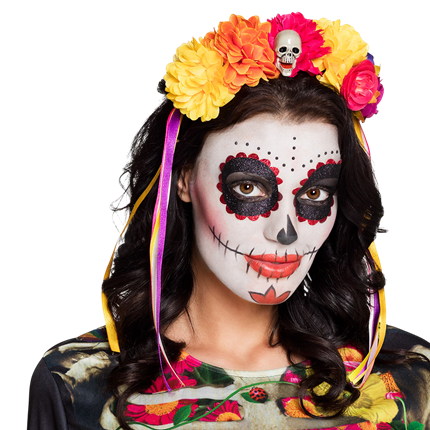 Serre-Tête Fleurs et Têtes de Mort Dia de los Muertos – Jour des Morts