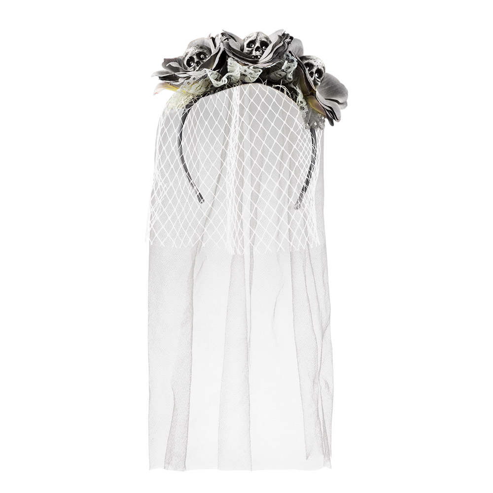 Serre-Tête Têtes de Mort Zombie avec Voile – Accessoire Halloween