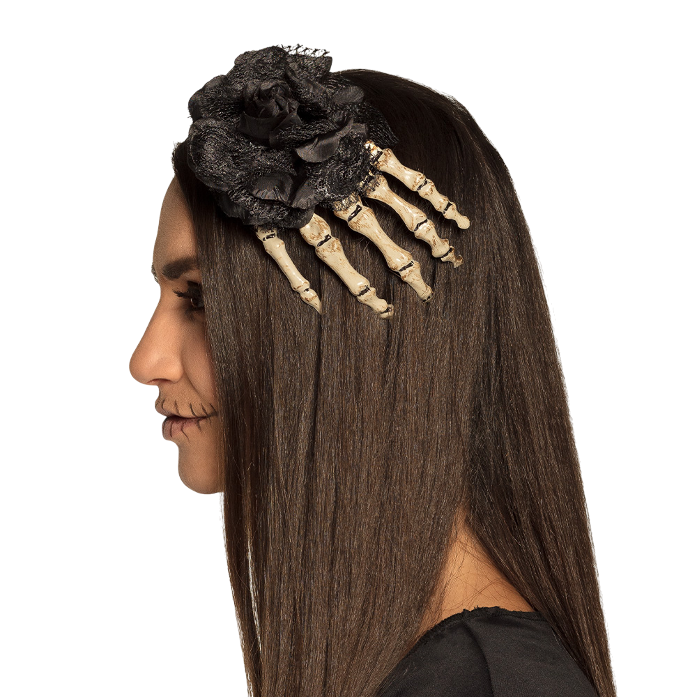 Barrette Main de Squelette – Accessoire Cheveux Halloween