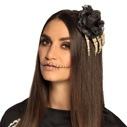Barrette Main de Squelette – Accessoire Cheveux Halloween