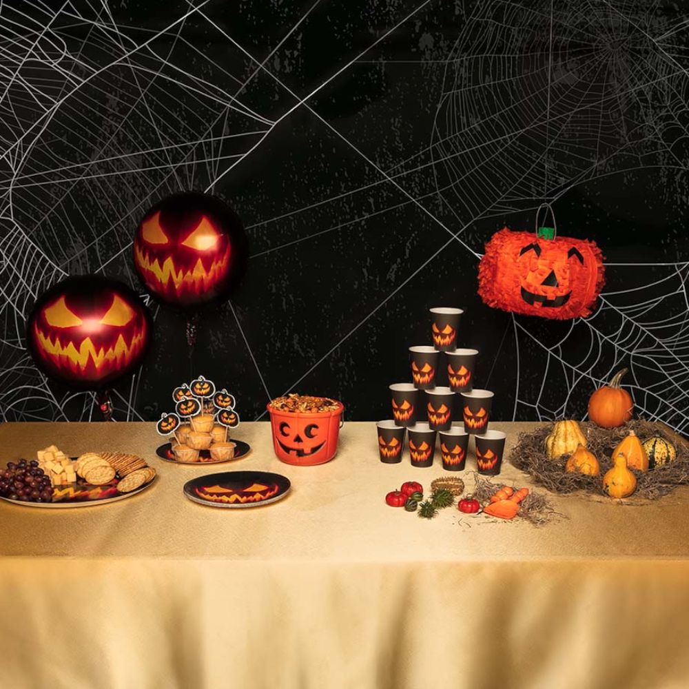 Lot de 10 Assiettes Citrouille Effrayante Ø 23 cm – Halloween