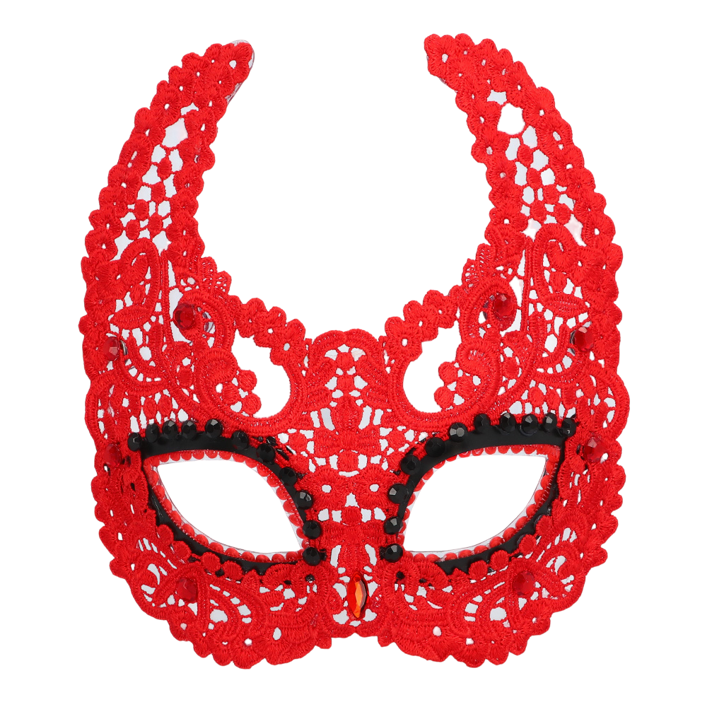 Masque Loup Démon en Dentelle Rouge – Halloween