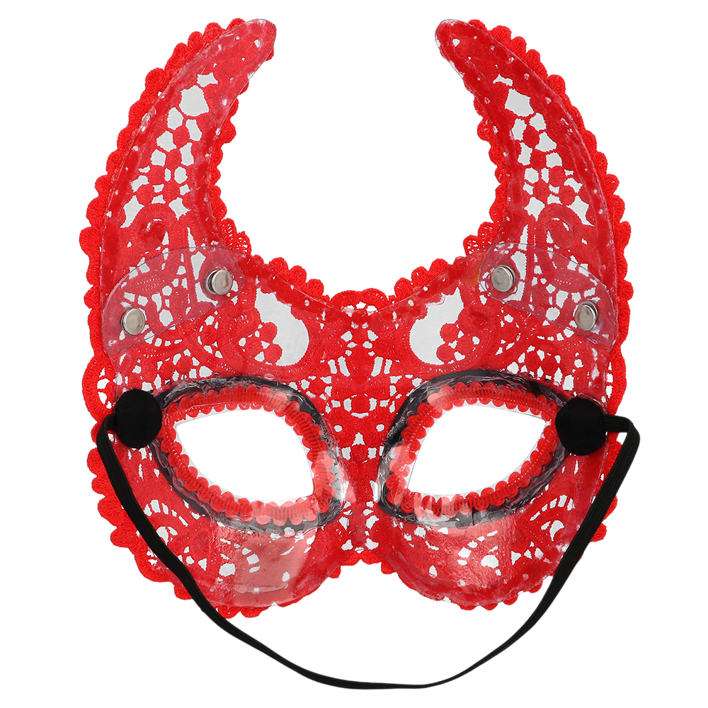 Masque Loup Démon en Dentelle Rouge – Halloween