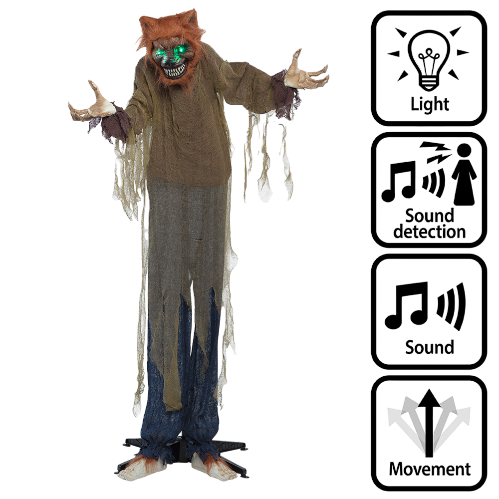 Loup-Garou Animé 160 cm – Décoration Halloween Lumineuse et Sonore