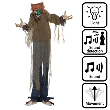 Loup-Garou Animé 160 cm – Décoration Halloween Lumineuse et Sonore