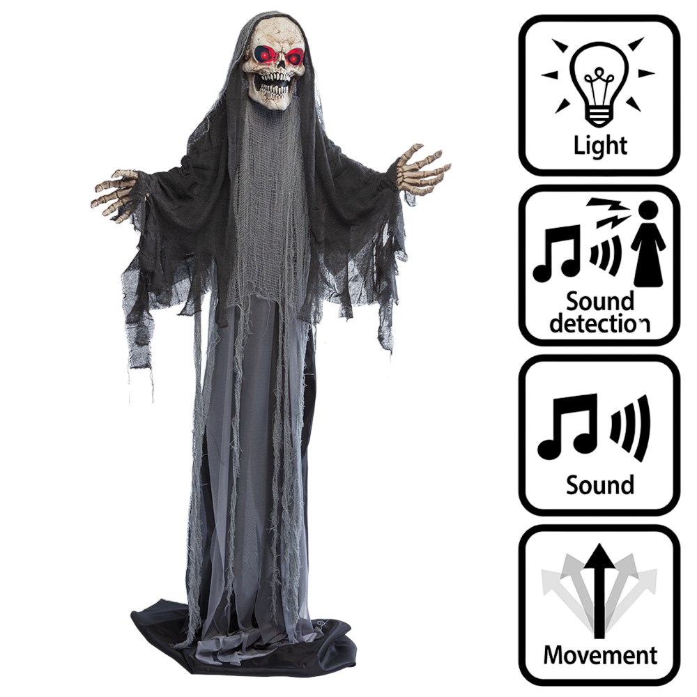 Poupée Squelette Faucheuse Animée Grandissante 180 à 215 cm – Halloween