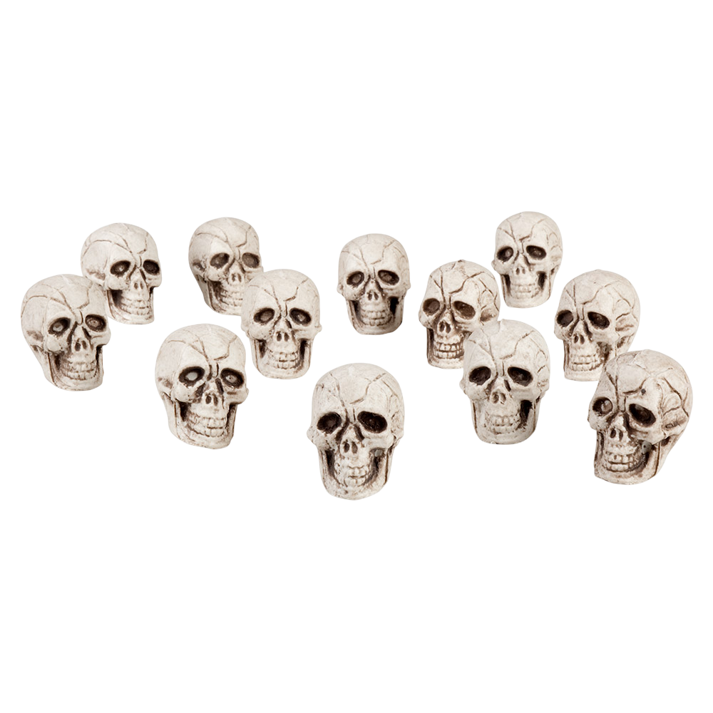 Lot de 12 Mini Têtes de Mort 4 x 3 cm – Décoration Halloween