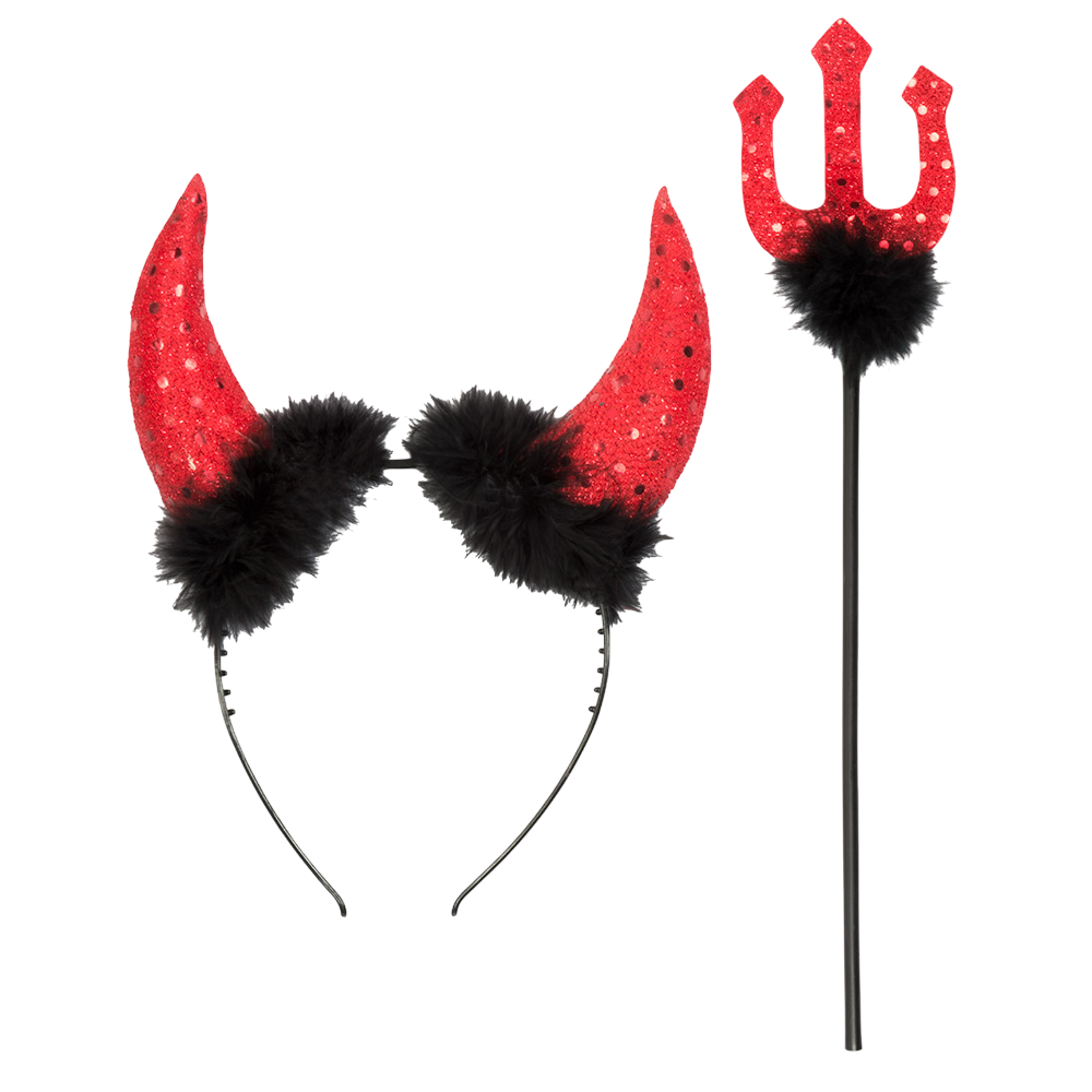 Kit Diable avec Cornes et Trident 40 cm – Déguisement Halloween