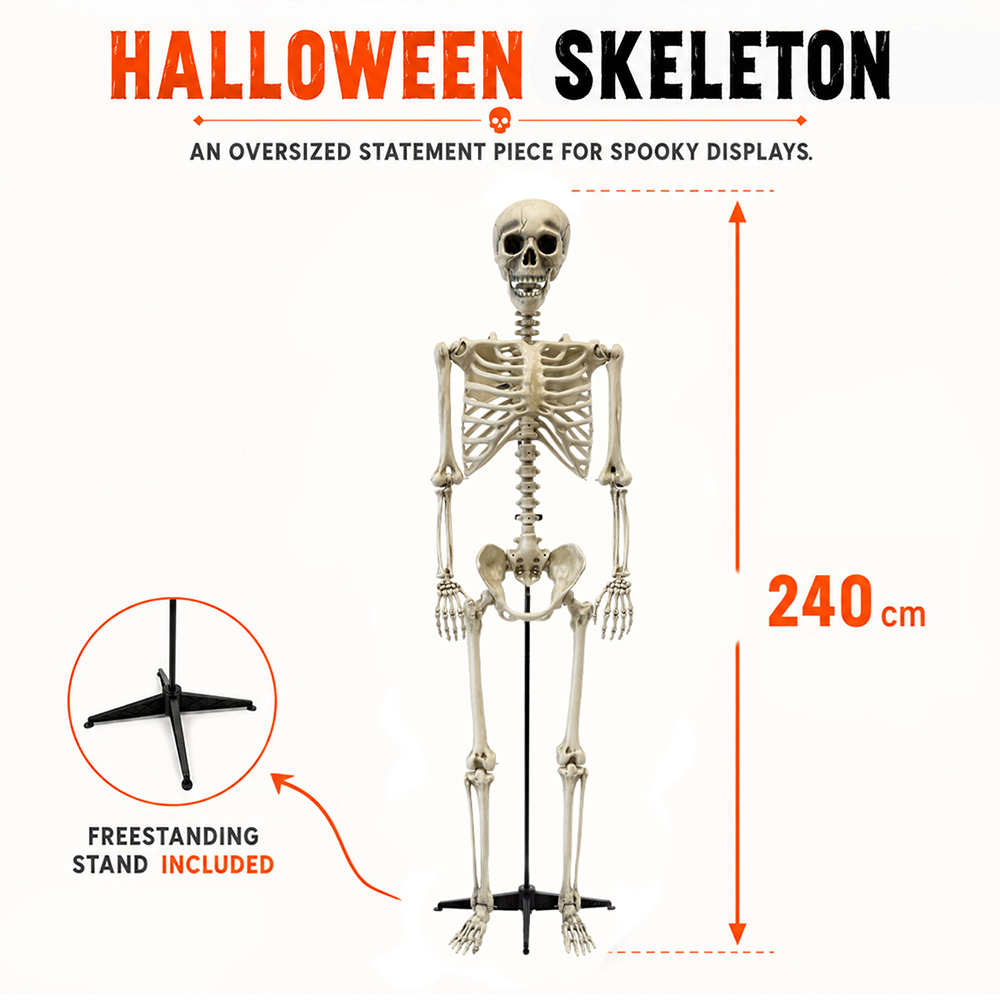 Squelette Géant 240 cm – Décoration Halloween