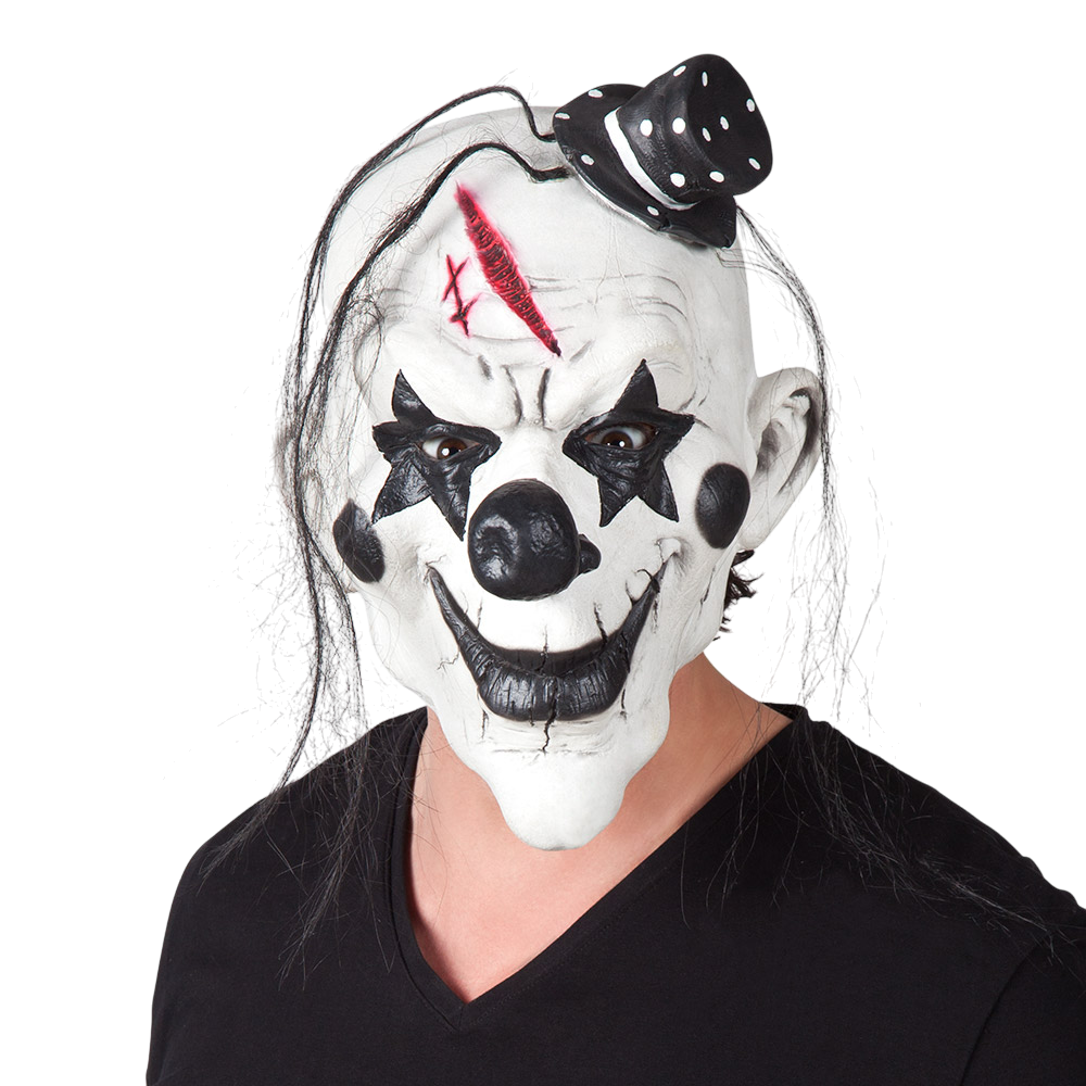 Masque Latex Clown Psycho avec Cheveux – Halloween