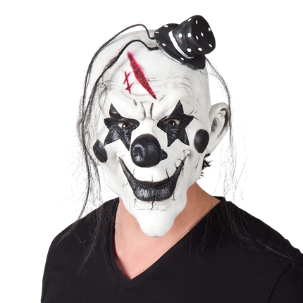 Masque Latex Clown Psycho avec Cheveux – Halloween
