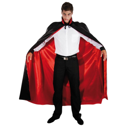 Cape Dracula Rouge et Noire Satinée 152 cm – Déguisement Vampire Halloween