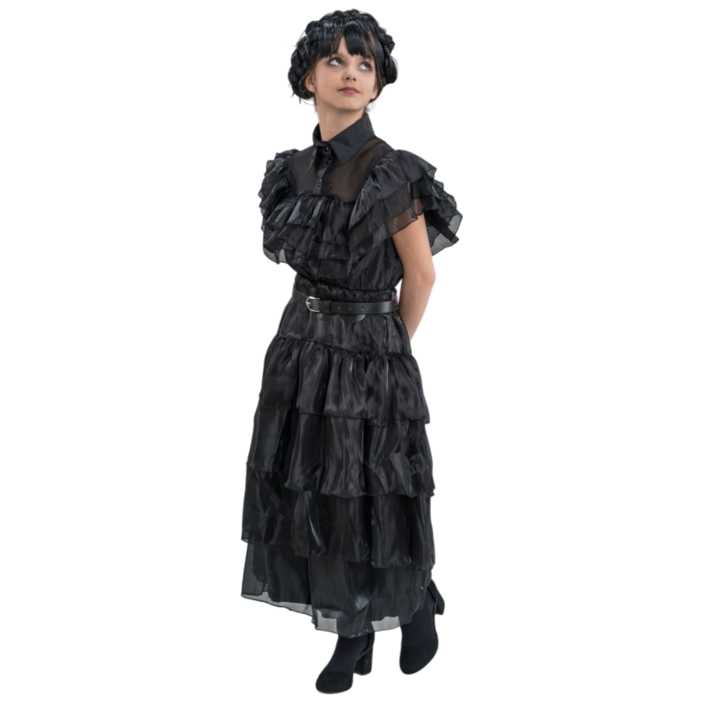 Robe de Bal Noire Mercredi Addams 140 cm – Déguisement Enfant