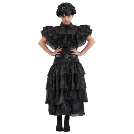 Robe de Bal Noire Mercredi Addams 140 cm – Déguisement Enfant
