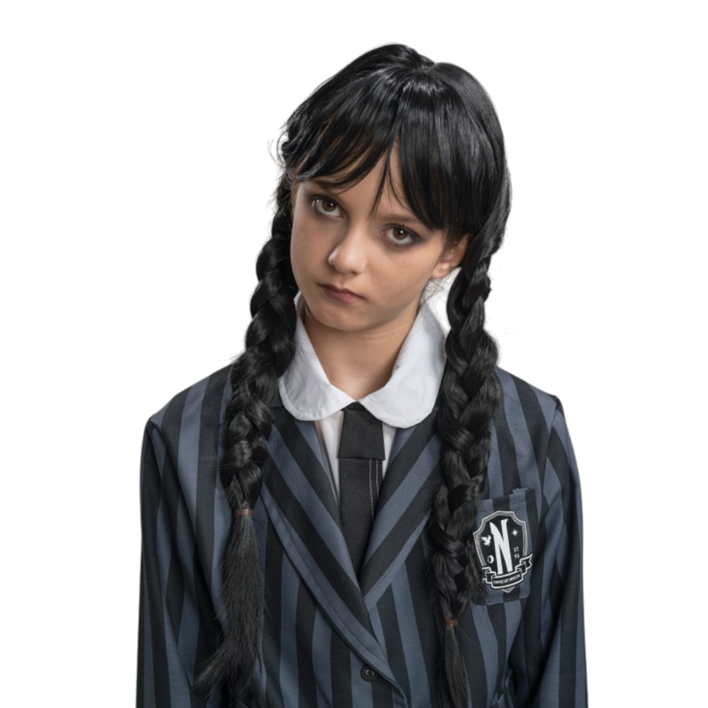 Perruque Mercredi Addams Enfant – Déguisement Halloween