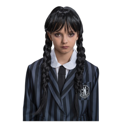 Perruque Mercredi Addams Enfant – Déguisement Halloween