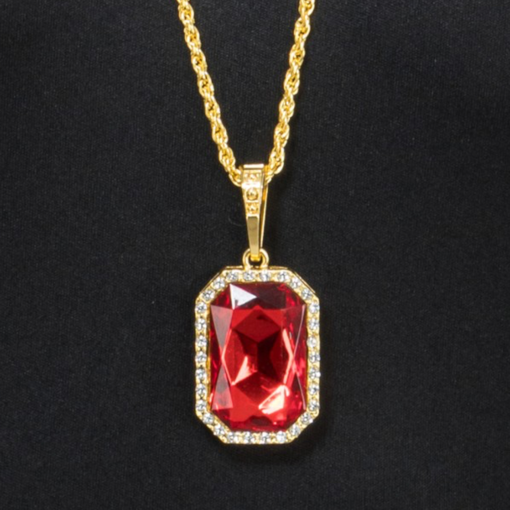 Collier Vampire avec Pendentif Rubis – Chaîne 72 cm