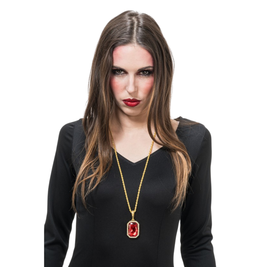 Collier Vampire avec Pendentif Rubis – Chaîne 72 cm