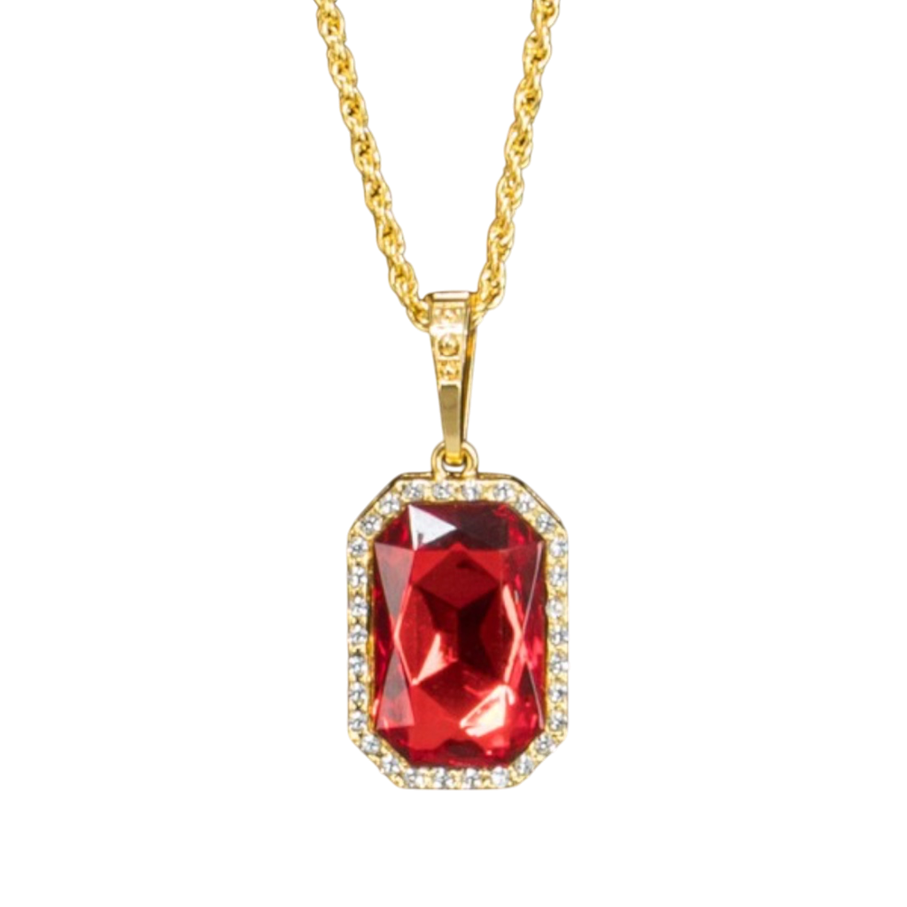 Collier Vampire avec Pendentif Rubis – Chaîne 72 cm