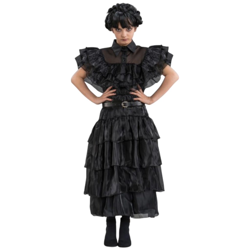 Robe de Bal Noire Mercredi Addams 128 cm – Déguisement Enfant
