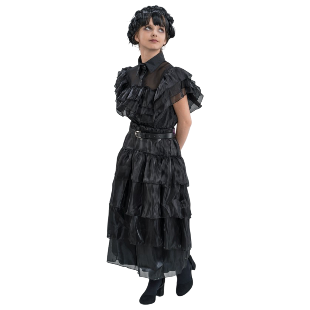 Robe de Bal Noire Mercredi Addams 128 cm – Déguisement Enfant