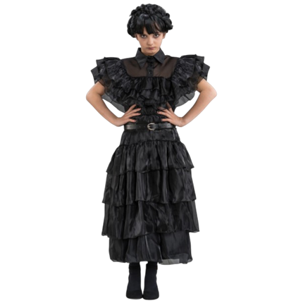 Robe de Bal Noire Mercredi Addams 128 cm – Déguisement Enfant
