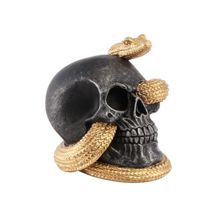 Crâne avec Serpent Doré 14,5 cm – Décoration Halloween