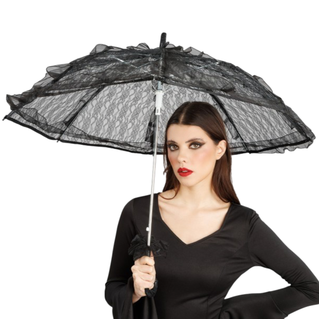 Ombrelle Noire en Dentelle Ø 90 cm – Accessoire Déguisement