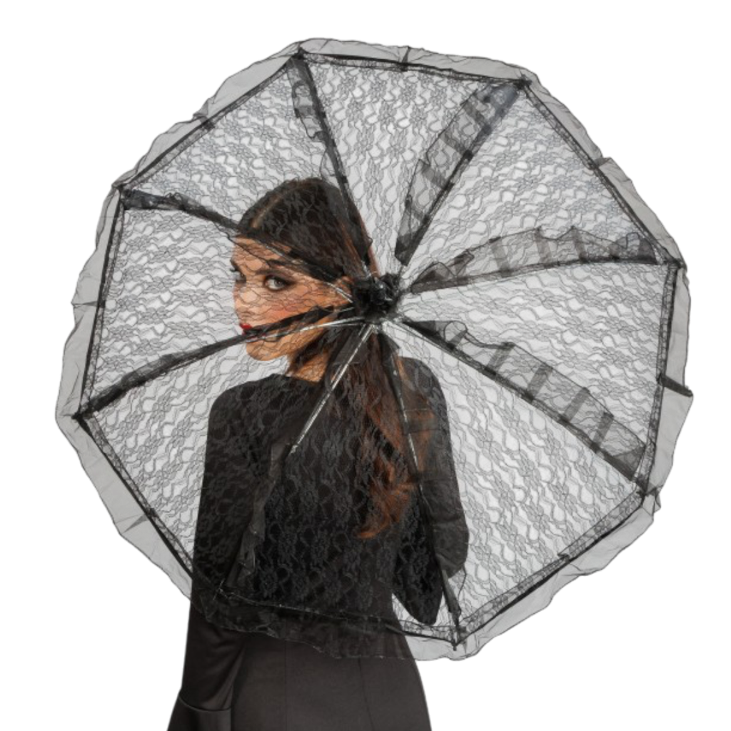Ombrelle Noire en Dentelle Ø 90 cm – Accessoire Déguisement