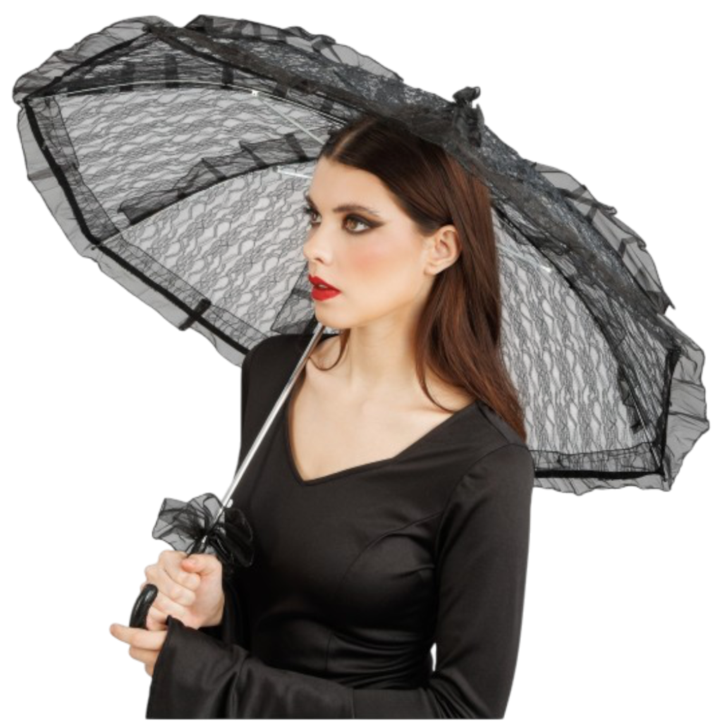 Ombrelle Noire en Dentelle Ø 90 cm – Accessoire Déguisement