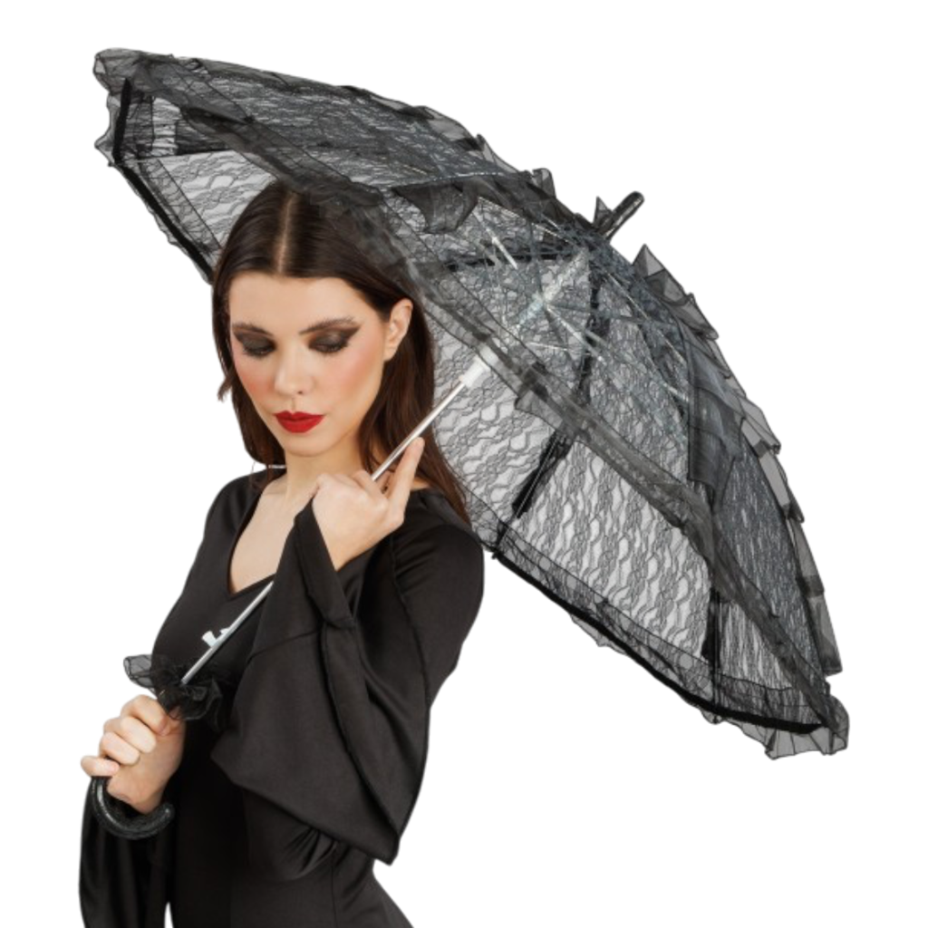 Ombrelle Noire en Dentelle Ø 90 cm – Accessoire Déguisement