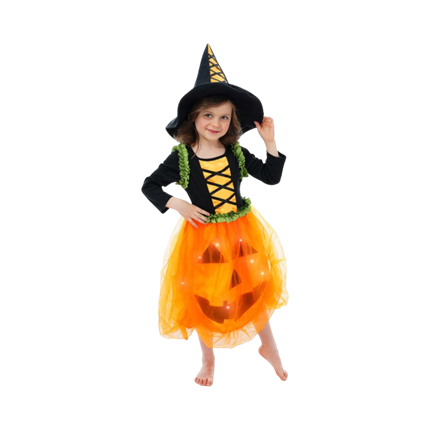 Déguisement Citrouille LED avec Chapeau 116 cm – Costume Enfant Halloween
