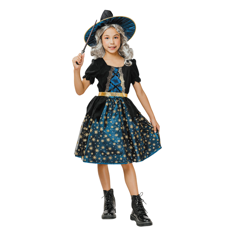 Déguisement Sorcière Étoilée Bleue Enfant 7-9 Ans – Halloween