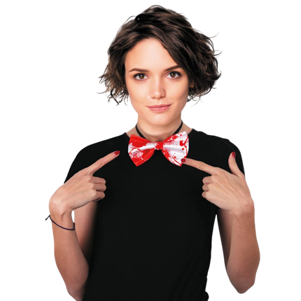 Nœud Papillon Blanc Ensanglanté – Accessoire Halloween