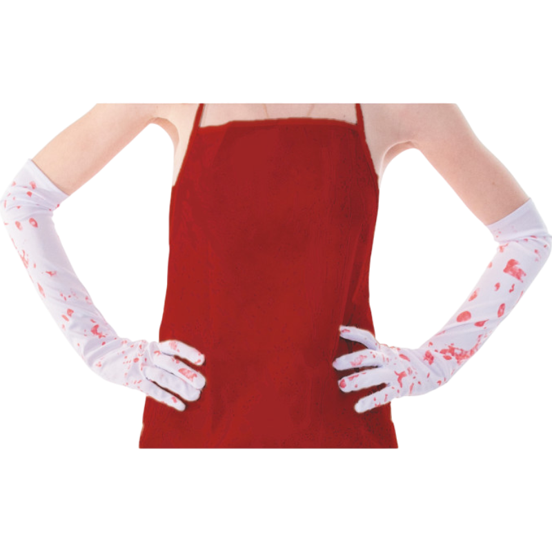 Gants Blancs Ensanglantés – Accessoire Halloween