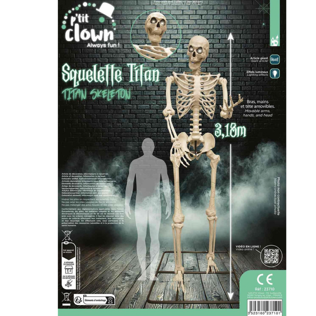Squelette Géant Lumineux 3,18 m – Décoration Halloween XXL