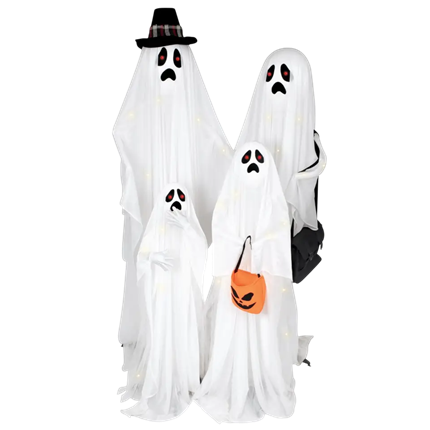 Famille de 4 Fantômes Lumineux et Sonores 160 cm – Décoration Halloween