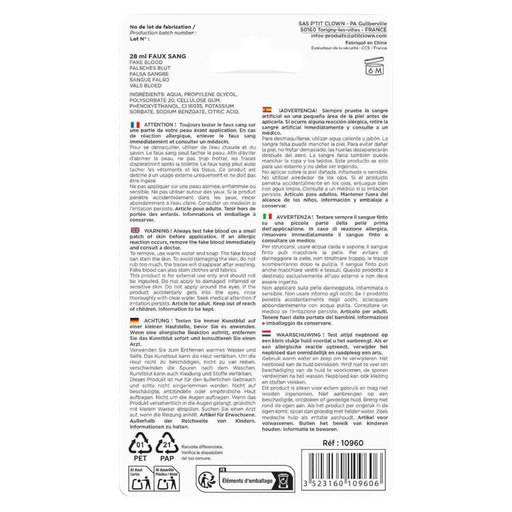 Faux Sang en Gel 28,3 ml – Maquillage Halloween