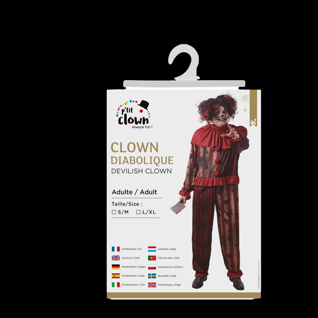 Déguisement Clown Tueur Diabolique Homme L/XL – Halloween