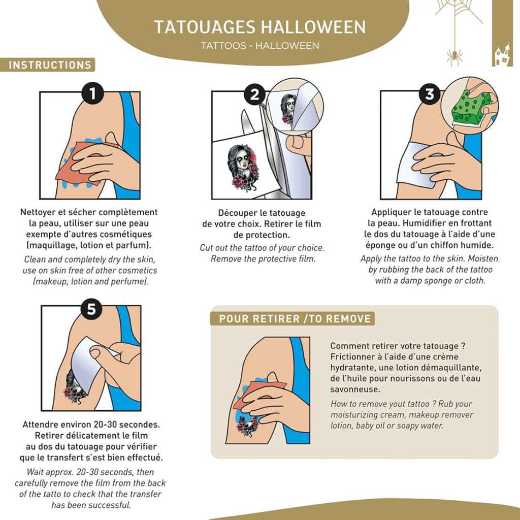 Tatouages Éphémères Halloween – Modèle Aléatoire