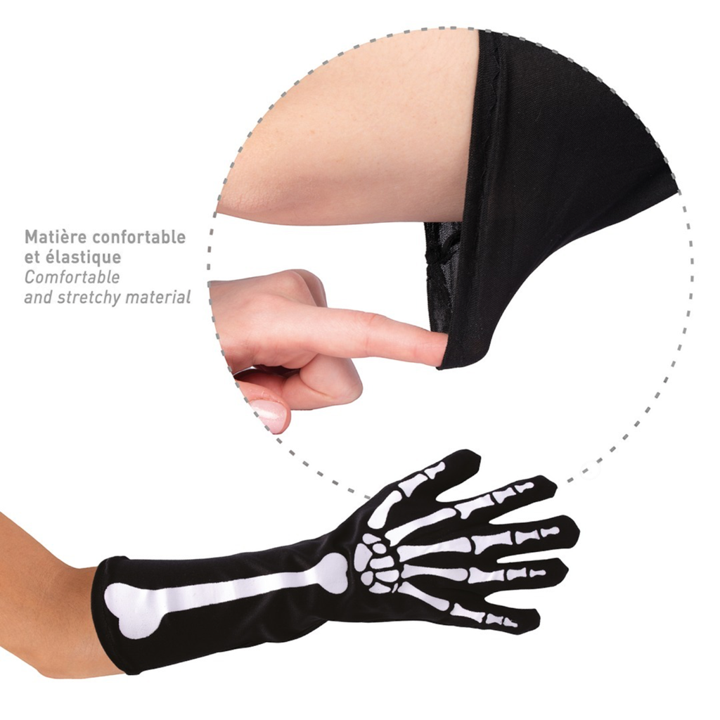 Gants Longs Squelette 37 cm – Accessoire Déguisement Halloween
