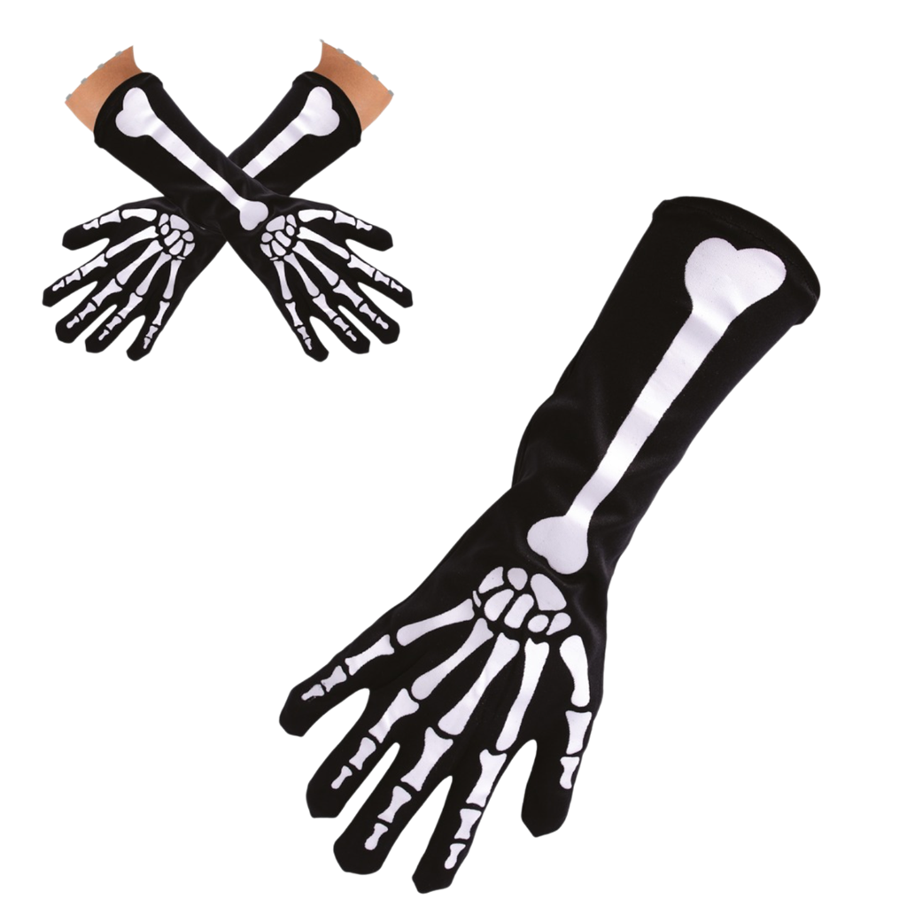 Gants Longs Squelette 37 cm – Accessoire Déguisement Halloween