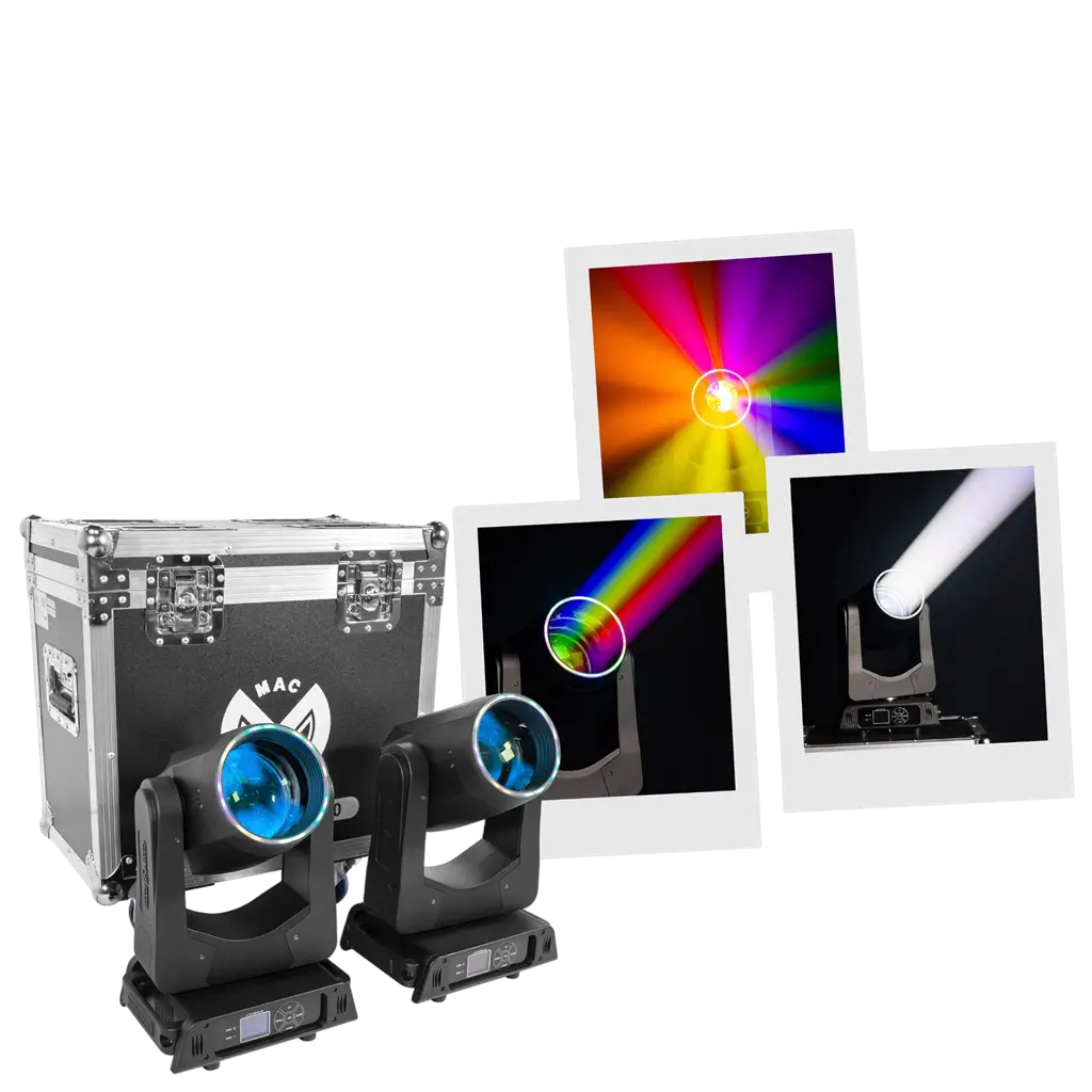 Pack de 2 lyres Beam LED 200 W avec flight case – Mac Mah