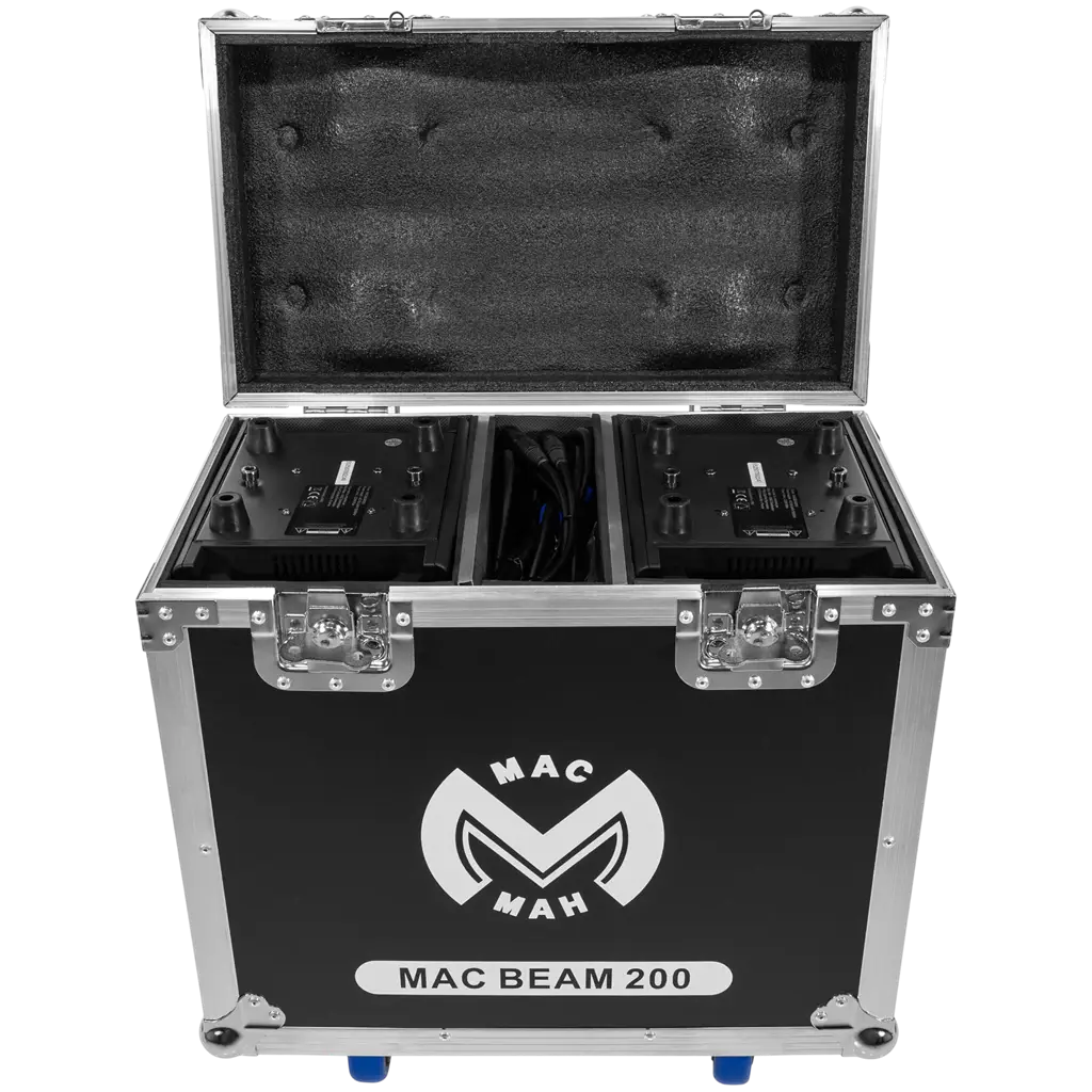 Pack de 2 lyres Beam LED 200 W avec flight case – Mac Mah
