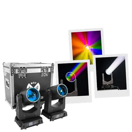 Pack de 2 lyres Beam LED 200 W avec flight case – Mac Mah