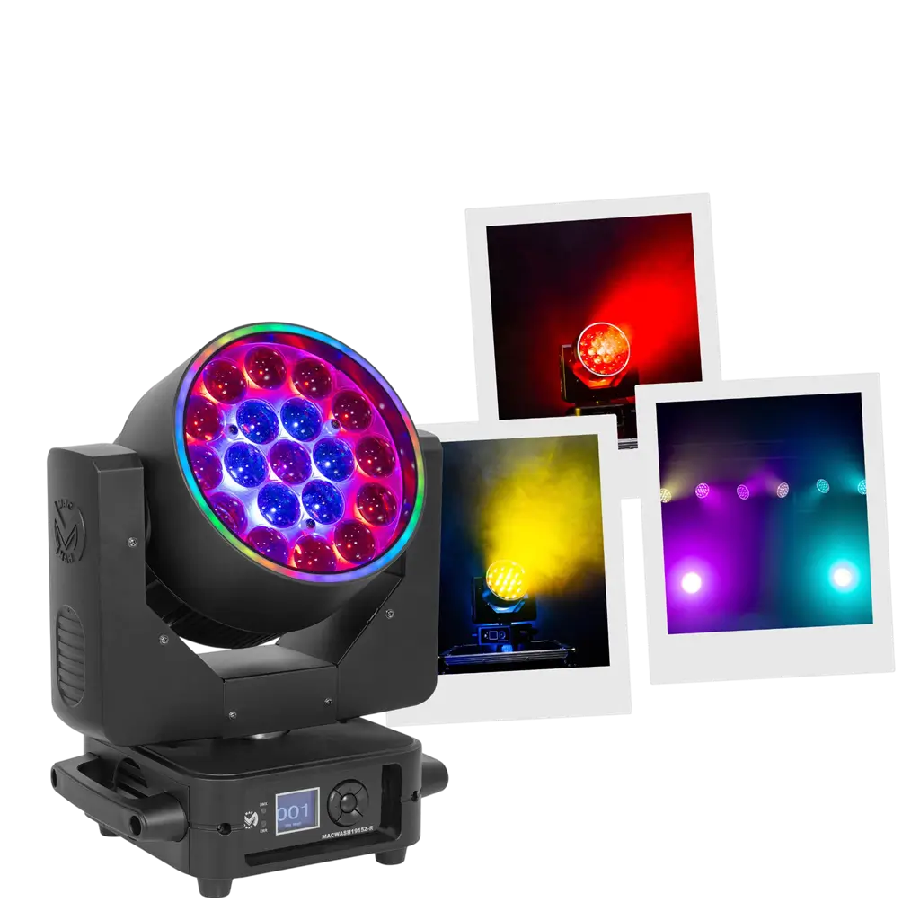 Lyre Wash LED RGBW 19 × 15 W avec zoom motorisé – Mac Mah